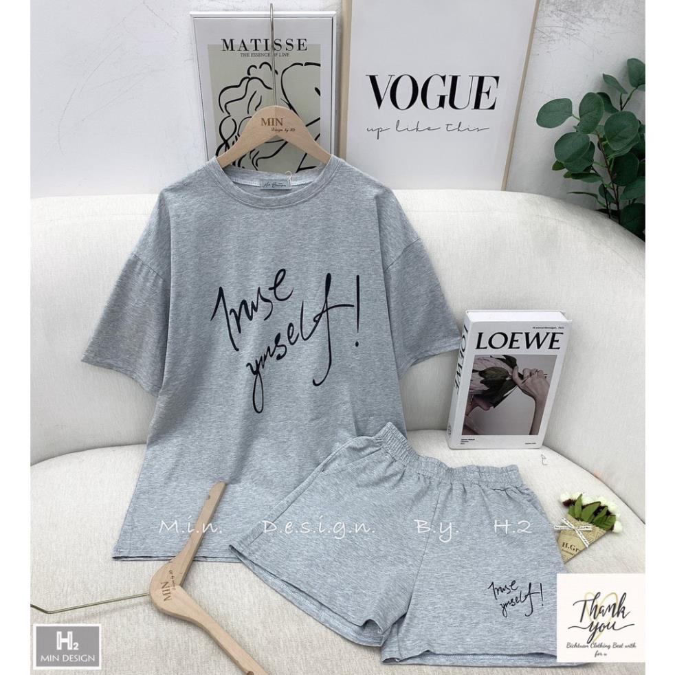 [ 𝐅𝐑𝐄𝐄 𝐒𝐇𝐈𝐏 ]   BỘ ĐÙI THỤNG COTTON CHỮ KÍ SIÊU HÓT ĐỒ BỘ NGẮN TAY