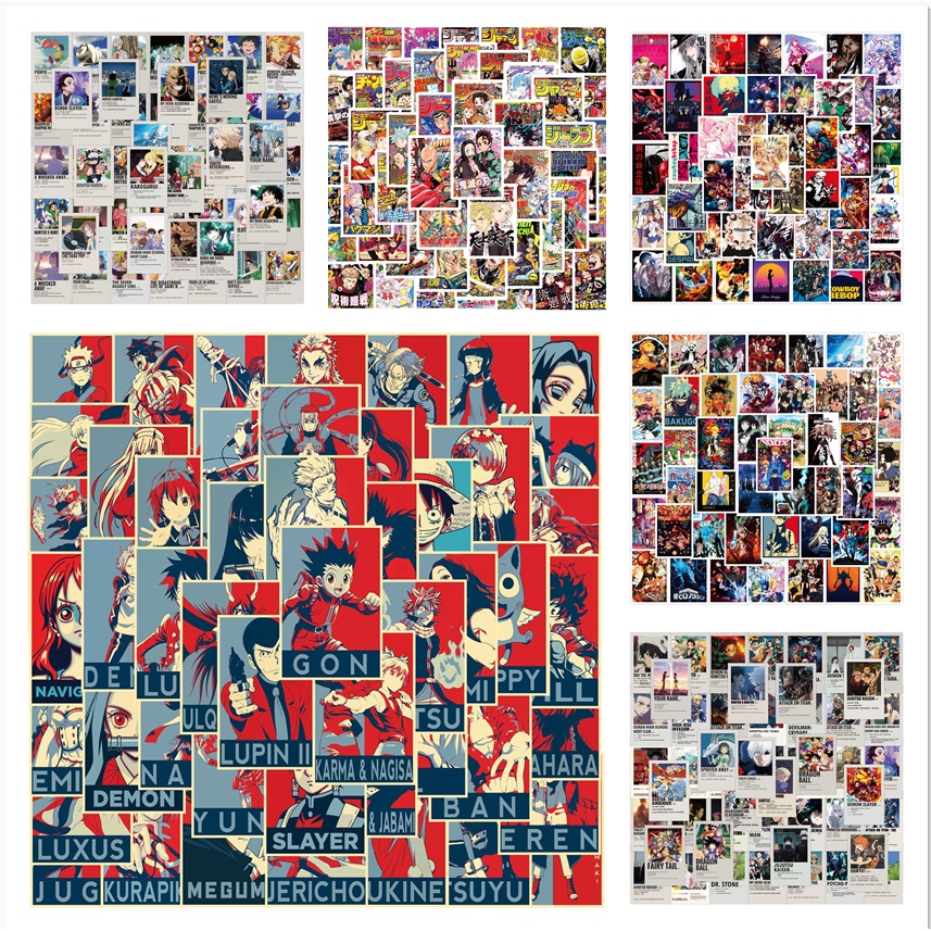 Bộ 50 miếng dán trang trí laptop điện thoại hình anime Demon Slayer 11 mẫu khác nhau đẹp mắt