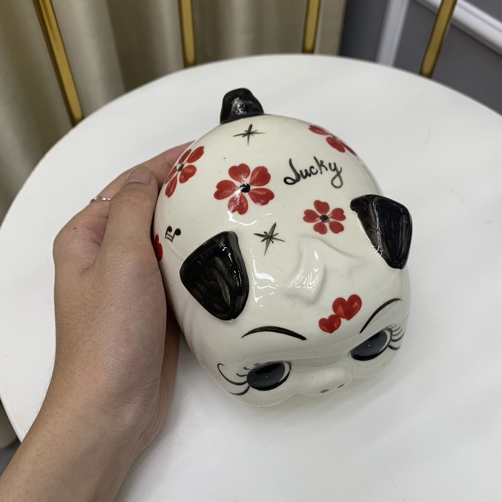 Ống heo đất tiết kiệm mini men sứ đẹp, lợn size nhỏ bé siêu dễ thương dài 14cm