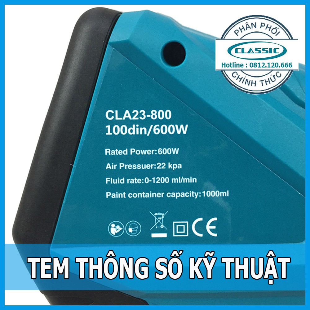 Máy Phun Sơn Mini CLASSIC CLA23-800 Công suất 600W, 2 Chế độ phun : Nhanh và Chậm