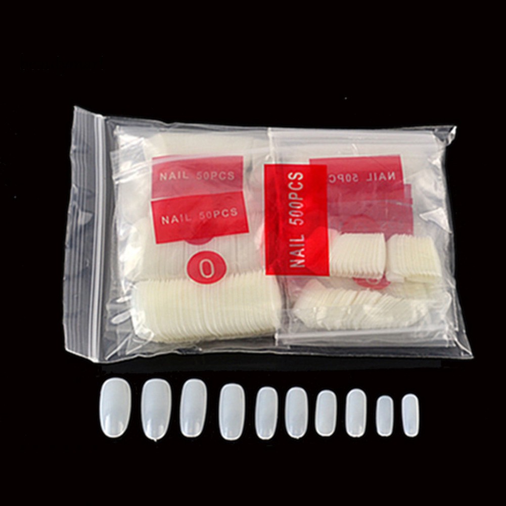 Bộ 500 móng tay giả hình oval dùng trang trí nghệ thuật