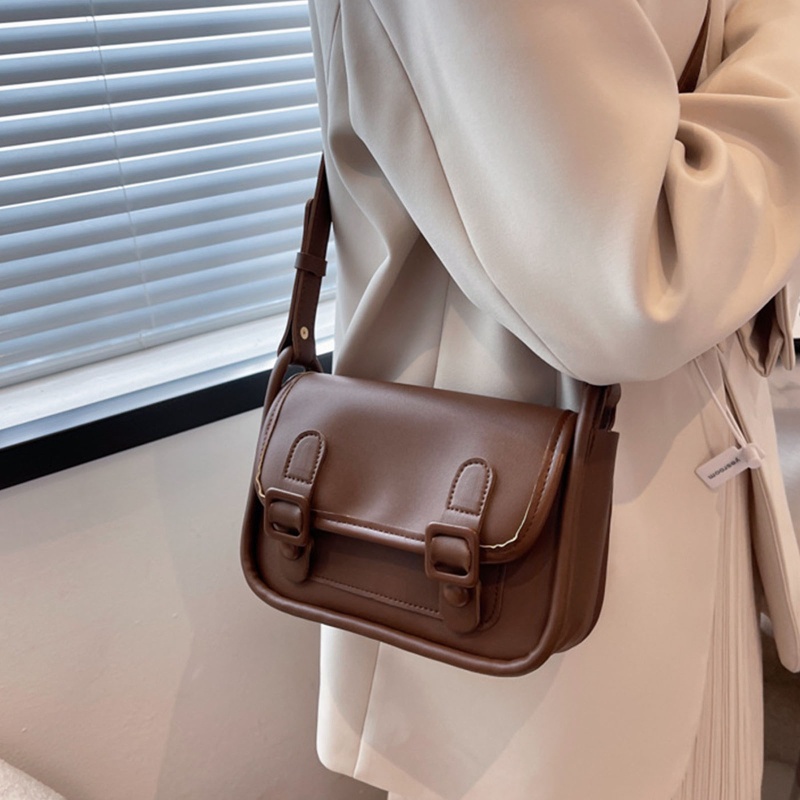 Túi Xách Da Pu Màu Tương Phản Phong Cách Preppy Cổ Điển Cho Nữ