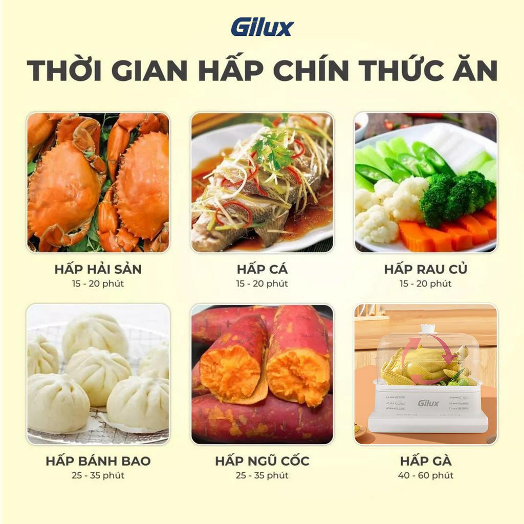 Nồi hấp Gilux 24L đa năng chính hãng, nồi hấp điện 3 tầng tiện lợi bảo hành 12 tháng