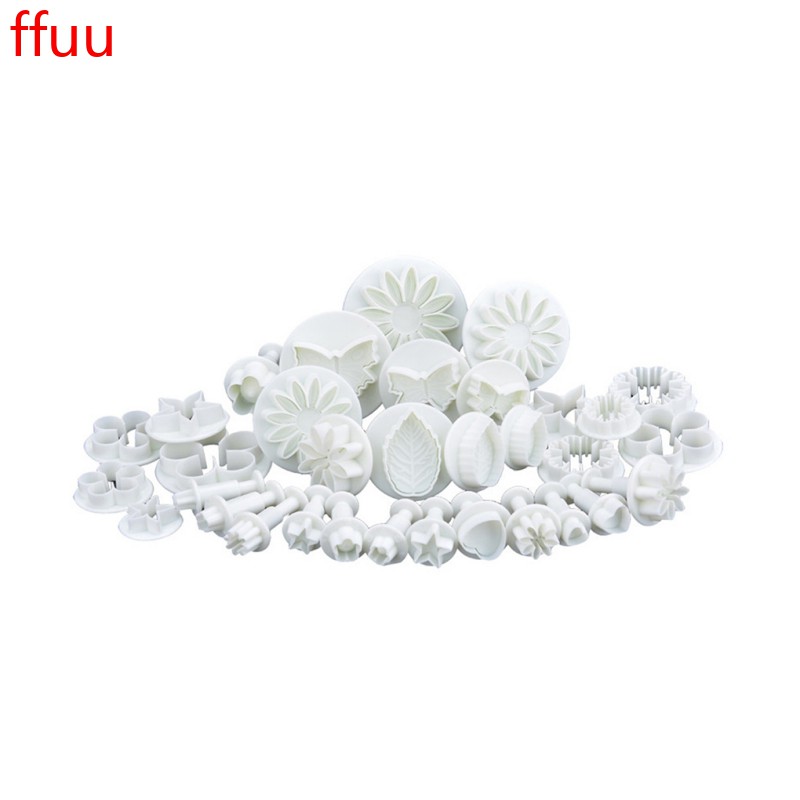 Bộ 33 khuôn làm kẹo đường DIY bằng nhựa họa tiết hoa dập nổi an toàn thực phẩm