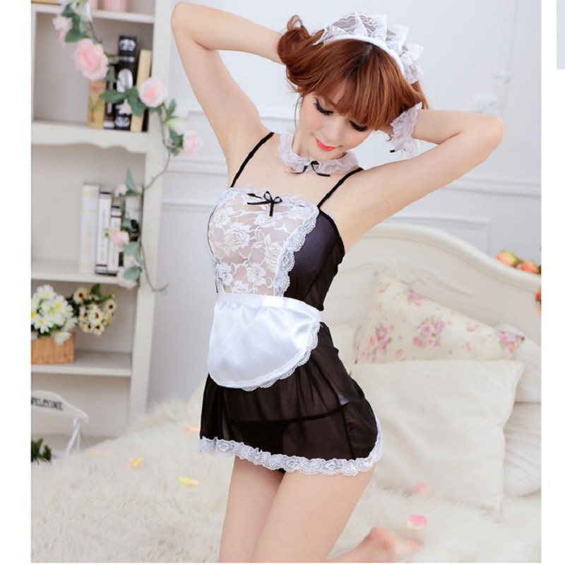 Đồ Ngủ Nữ💝FREESHIP💝Bộ Đồ Ngủ Cosplay Hầu Gái Xẻ Sau (tặng Đủ Phụ Kiện) MS1251 | BigBuy360 - bigbuy360.vn