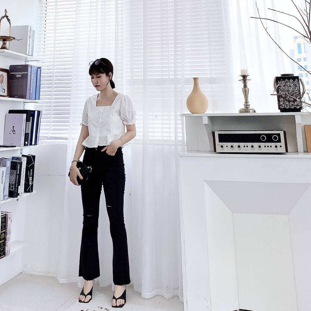 QUẦN LOE SKINNY CO GIÃN RÁCH GỐI QB830