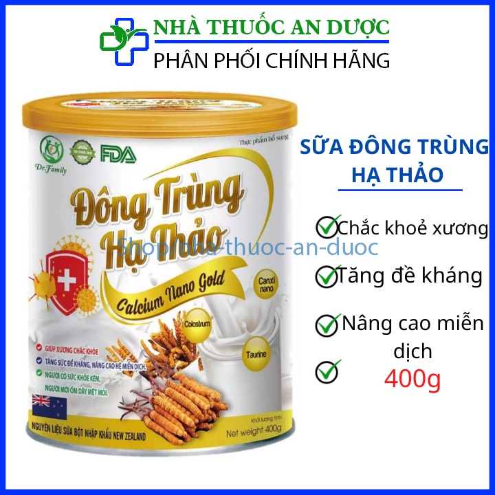 Sữa Bột Đông Trùng Hạ Thảo Calcium Nano Gold- Giúp Tăng Sức Đề Kháng, Nâng Cao Miễn Dịch, Giúp Xương Răng Chăc Khỏe