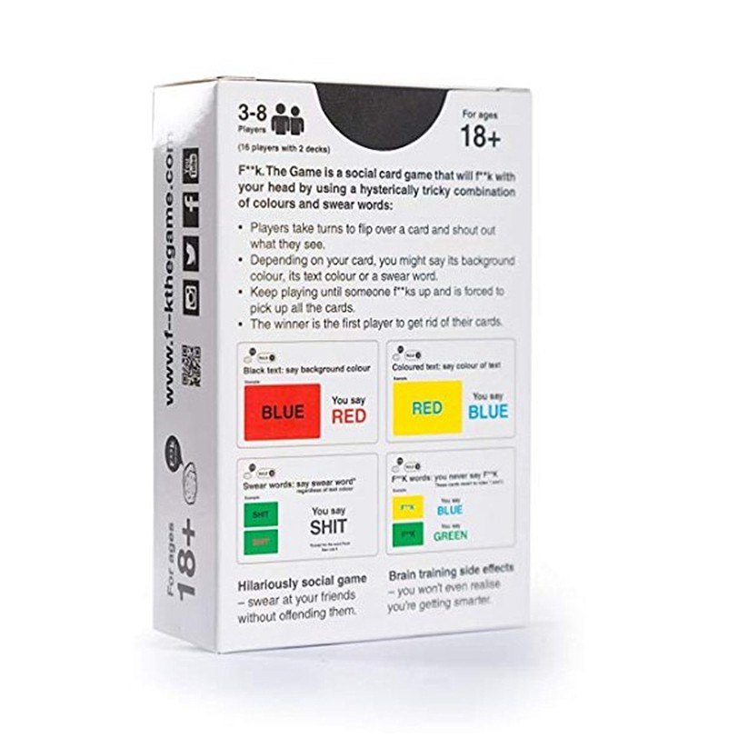 f**k.the game English board game FK . THE GAME cards FucK the game