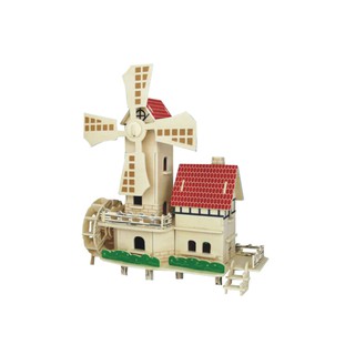 Mô hình lắp ráp 3D bằng gỗ sấy - Cối xay nước Lucky Windmill