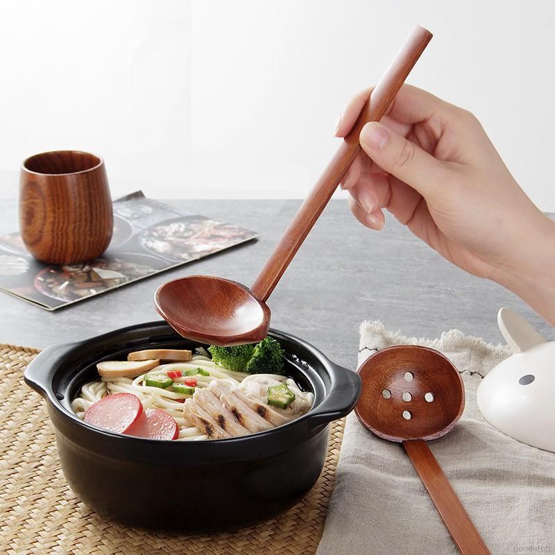 Muỗng Múc Canh Cán Dài Bằng Gỗ Phong Cách Nhật Bản Tiện Dụng