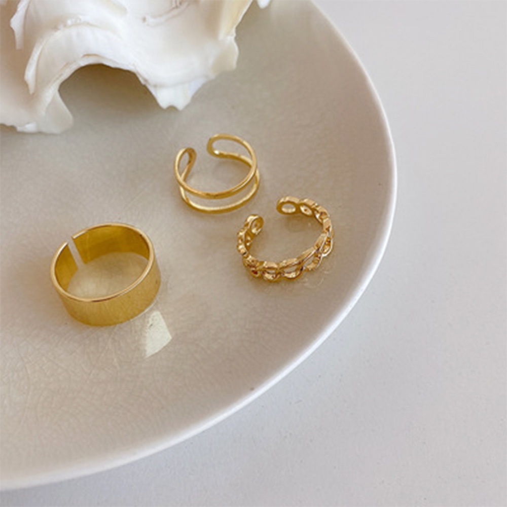 Set 3 nhẫn đeo tay kim loại phong cách vintage thời trang cho nữ
