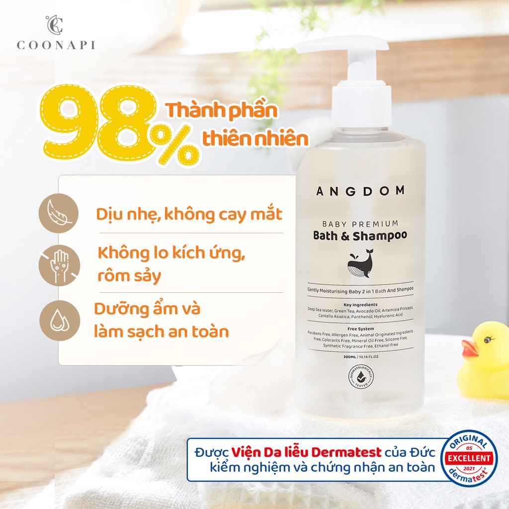 Sữa Tắm Gội Thiên Nhiên Cho Bé Dịu Nhẹ &amp; Dưỡng Ẩm ANGDOM Baby Premium Bath &amp; Shampoo