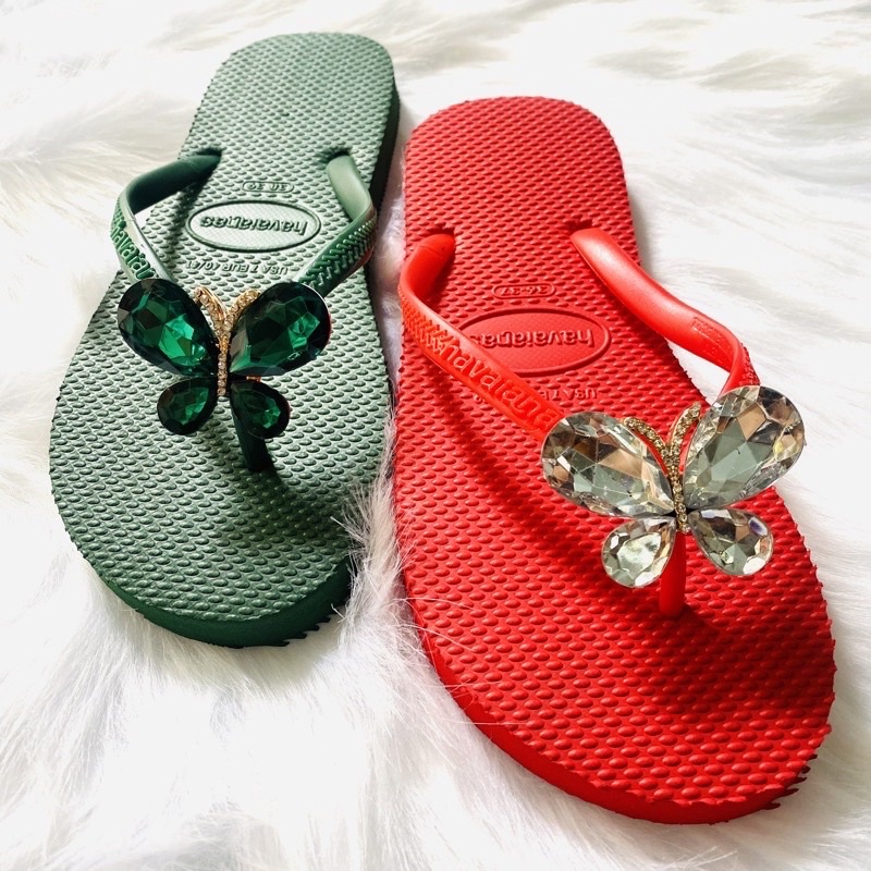 Dép kẹp nữ havaianas đính đá bướm RUBY đủ màu sắc siêu hot hit, dép đi biển dã ngoại