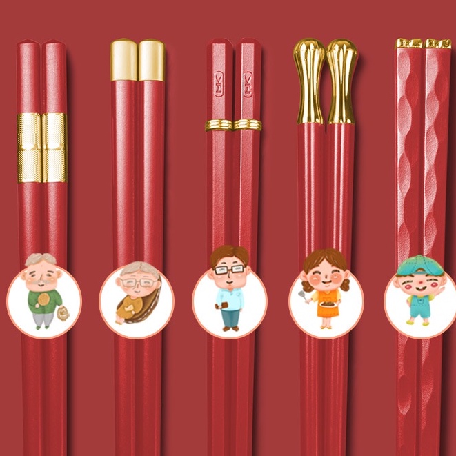 Bộ 5 Đôi Đũa Chịu Nhiệt Kháng Khuẩn Gia Đình Cao Cấp - Đũa Gia Đình