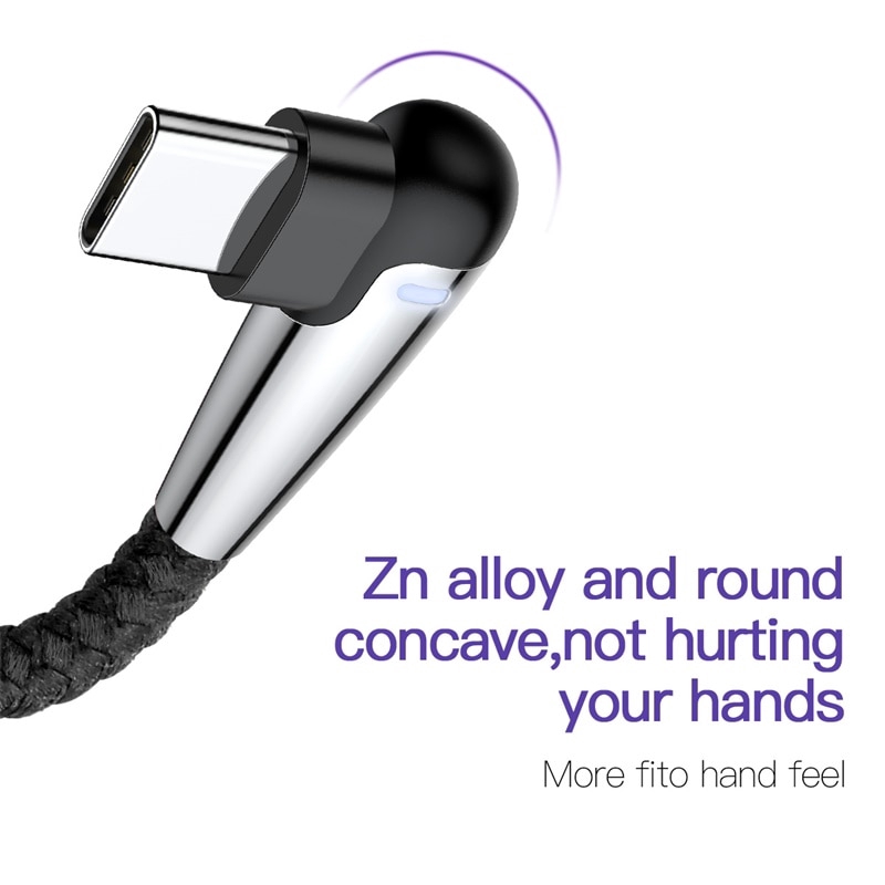 Dây cáp USB type C 2A 1M / 2M 90 độ chất lượng