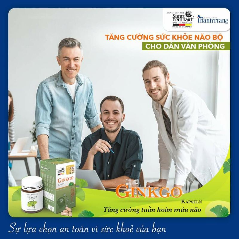 Viên uống Sanct Bernhard Ginkgo Kapseln 2500mg bổ não hỗ trợ cải thiện trí nhớ lọ 60 viên