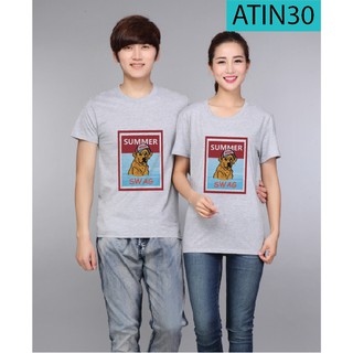 [ÁO HOT] ÁO THUN NAM NỮ IN HÌNH CON CHÓ ĐỘI MŨ SIÊU HOT ĐỦ MÀU ĐỦ SIZE - ATIN30