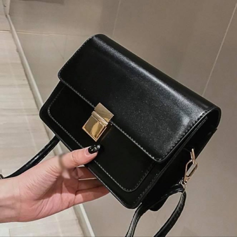 Túi xách đeo chéo nữ da bóng thời trang retro trơn basic - Order taobao quảng châu