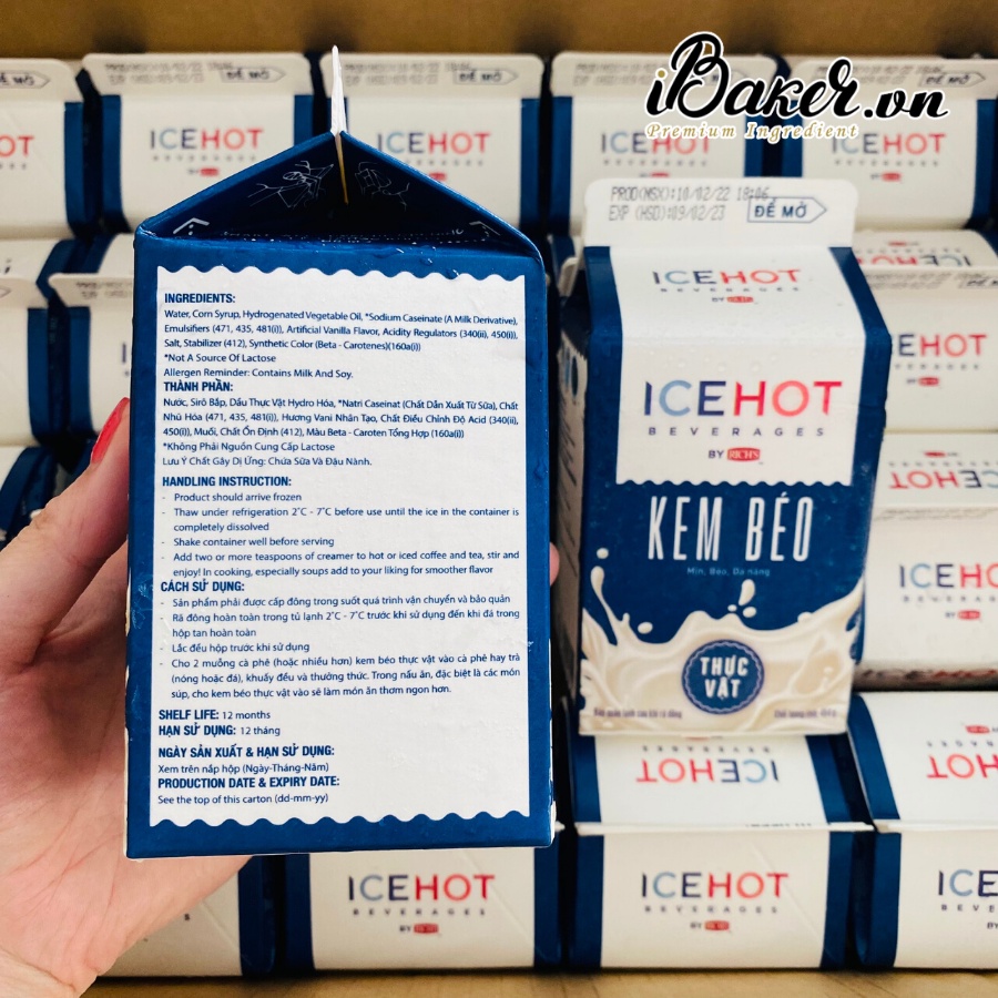 🔥Ship Hỏa Tốc🔥 Kem béo thực vật Rich's lùn 454g