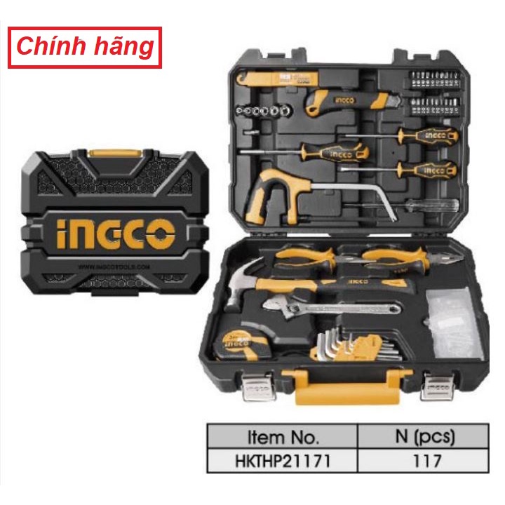 ĐỒ NGHỀ INGCO Bộ 117 công cụ  HKTHP21171 (Cam kết Chính Hãng 100%)