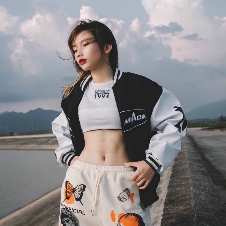 Áo khoác bomber nỉ nam nữ Unisex cao cấp 2 lớp dày dặn, áo khoác dù phao đẹp form rộng mặc đôi, couple màu đen K017 | BigBuy360 - bigbuy360.vn