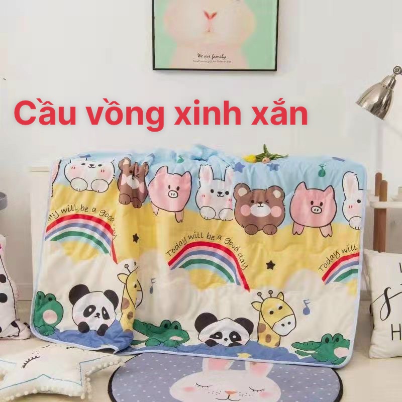 Chăn đắp cho bé mùa hè thu chất cotton mềm mịn Họa tiết hoạt hình xinh xắn