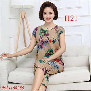 Bộ mặc nhà quần lửng cho bà cho mẹ  - sang trọng , lịch sự,chất vải đũi mềm mát