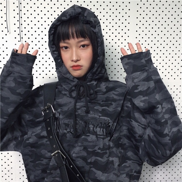 Áo hoodie rằn ri xám đen | BigBuy360 - bigbuy360.vn