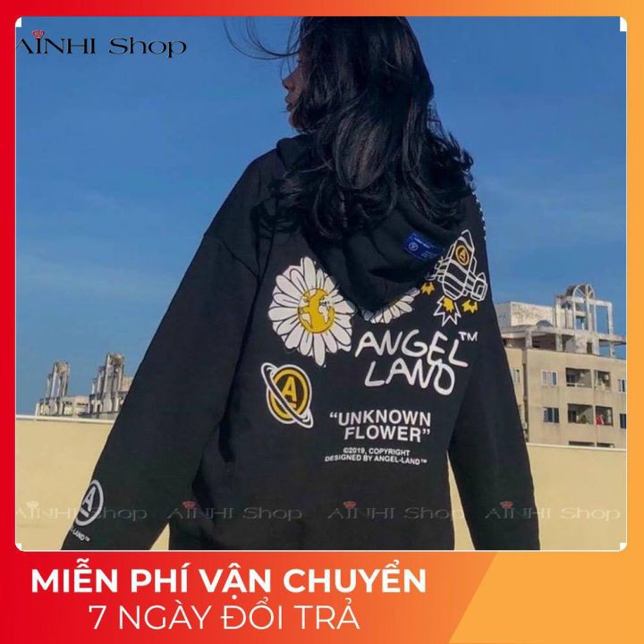 Áo Hoodie Không Xù lông Dành Cho Nam Cho Nữ Có Mũ Chất Nỉ Form rộng in hình Angel Land Đôi Unisex ( Kèm Ảnh Thật)