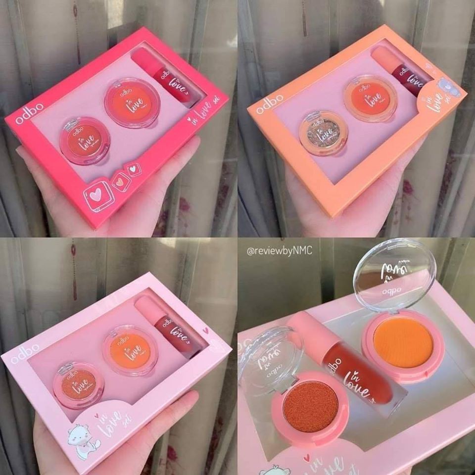 Set 3 Món- Phấn Mắt-Má-Môi Tiện Lợi Odbo In Love OD1038 | BigBuy360 - bigbuy360.vn