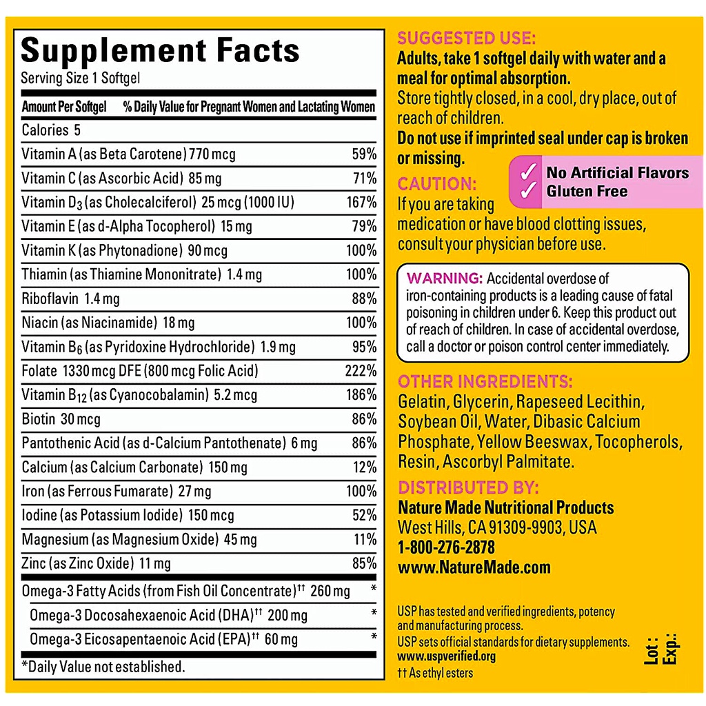 Thuốc Bổ Cho Mẹ Bầu Nature Made Prenatal Multi DHA