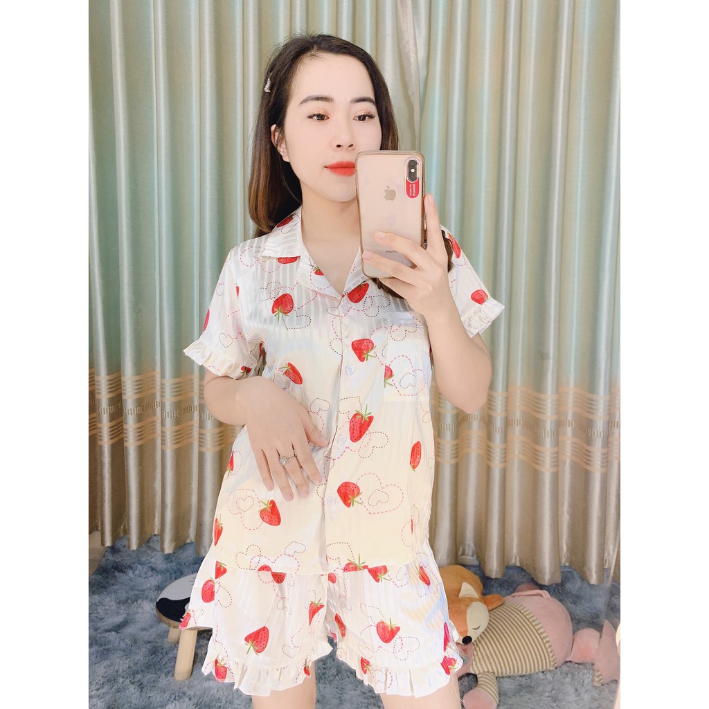 Đồ ngủ Pijama 🍍FREE SHIP🍍 Giảm 10K khi nhập [DOBO10k] Đồ ngủ nữ Bộ lụa gấm đùi | BigBuy360 - bigbuy360.vn