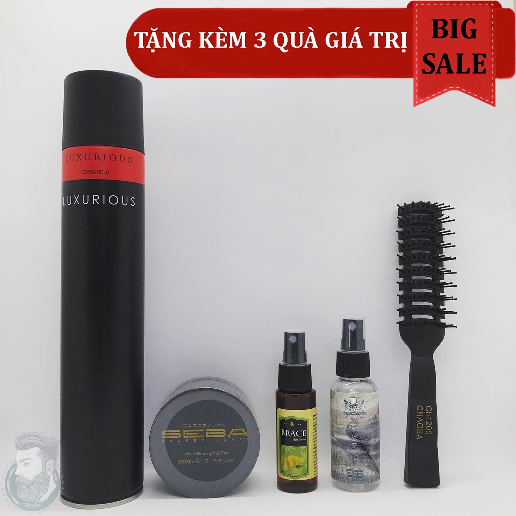 ✅[TẶNG 3 QUÀ]{Combo} Sáp Vuốt Tóc SEBA Và Gôm Xịt Tóc Luxurious + Tặng Pre Styling, Hair Lotion & Lược