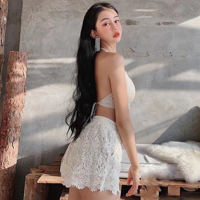 HH09-Set Bikini Ren Đi Biển Nữ 3 Món Có Bán Rời, Bộ Bơi Bikini