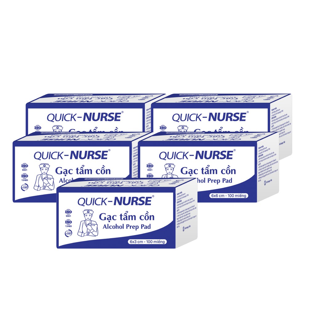 HỘP GẠC TẨM CỒN QUICK- NURSE 6X3CM 100 MIẾNG