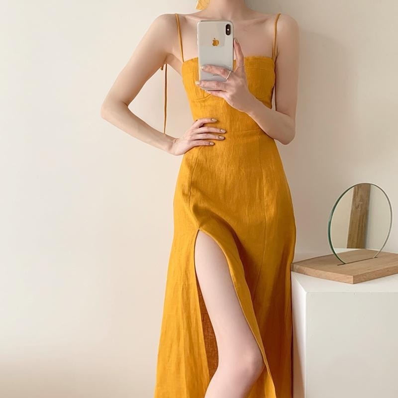 Đầm Dài Xẻ Tà Thời Trang Pháp Quyến Rũ Cao Cấp Cho Nữ