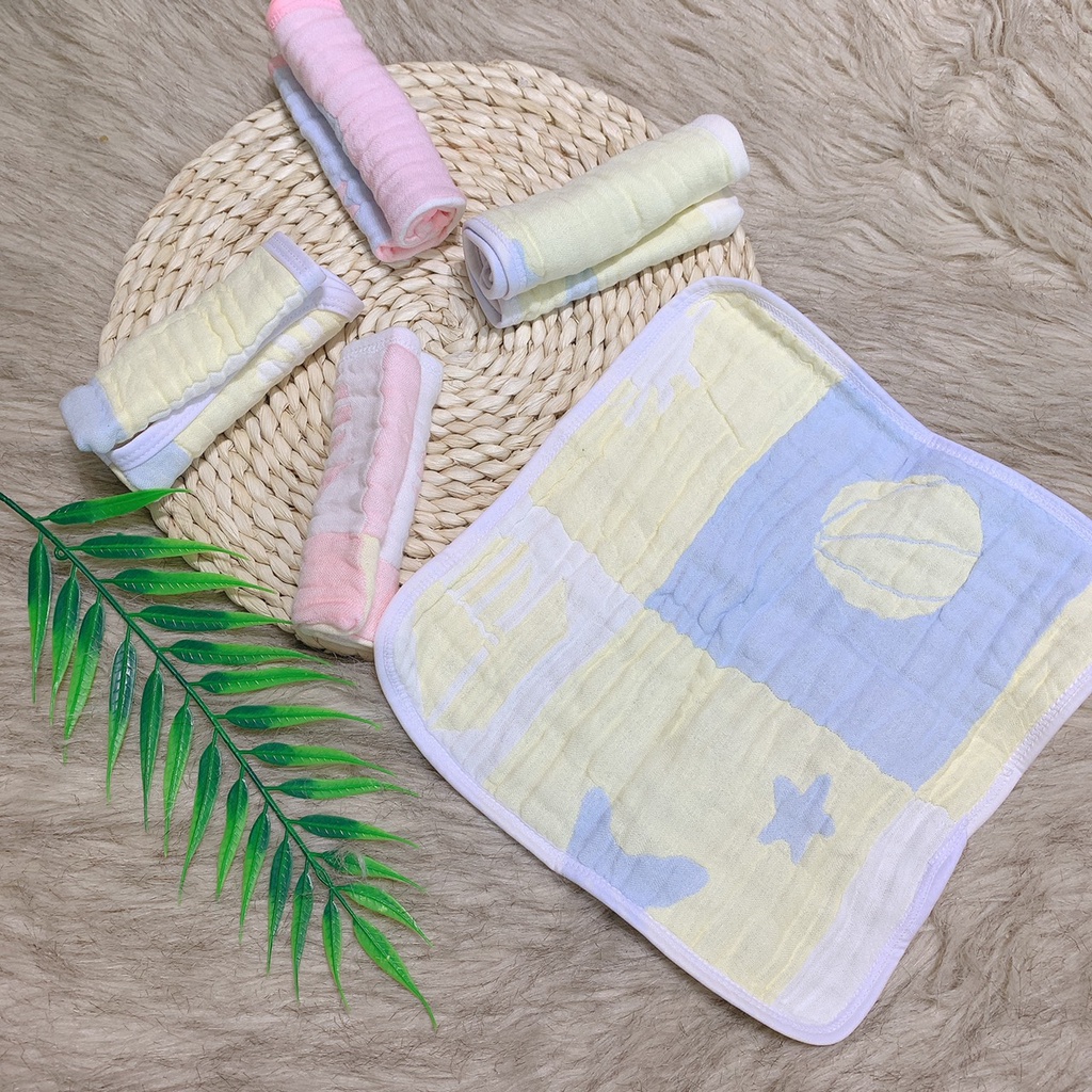Khăn sữa nhăn 6 lớp Natu hộp 5 cái 26x26cm