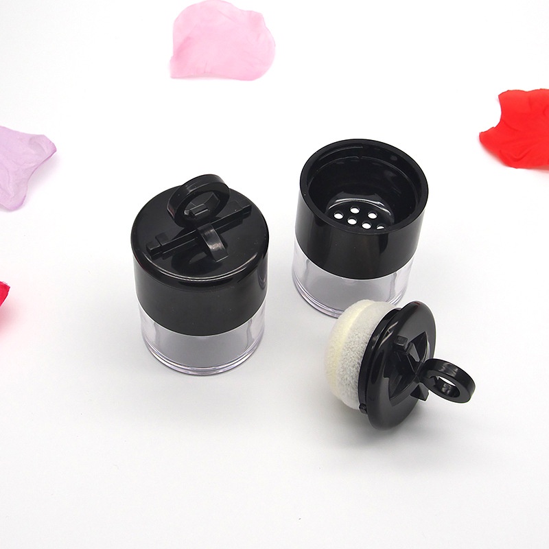 Hộp Nhựa Rỗng 10g Đựng Phấn Má Hồng Kèm Nắp Đậy Màu Đen