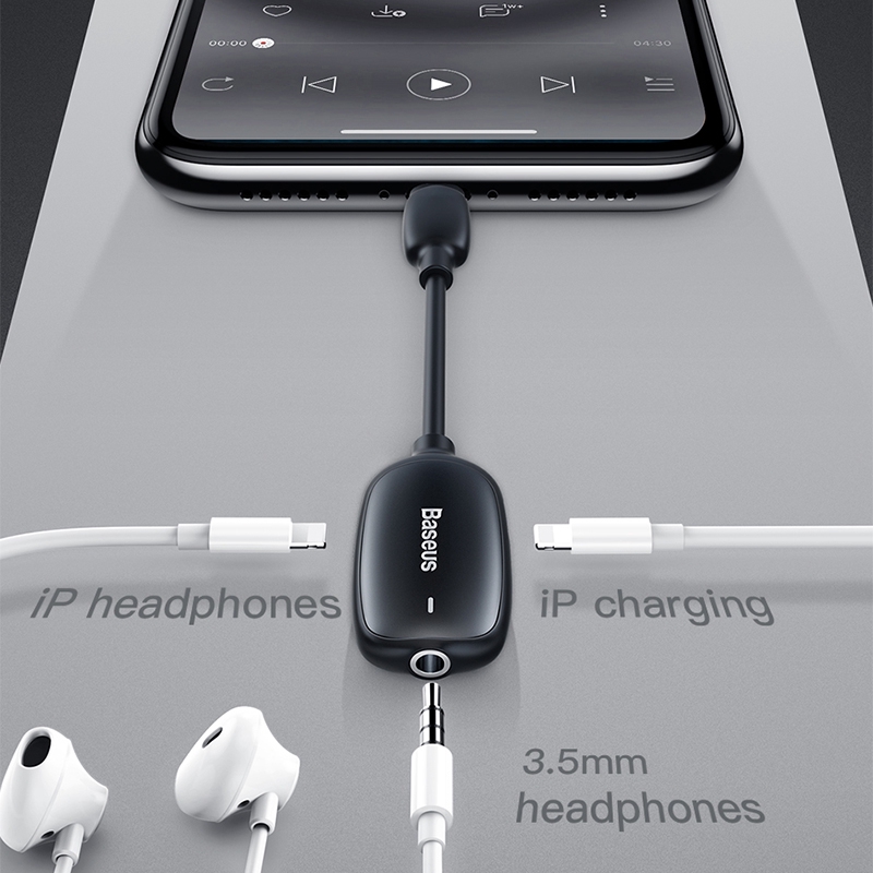 Baseus Audio aux adapter đối với iPhone 11 Pro XS Max XR X 8 7 Headphone chuyển đổi đối với Lightning để 3.5 mm jack OTG Cable splitter