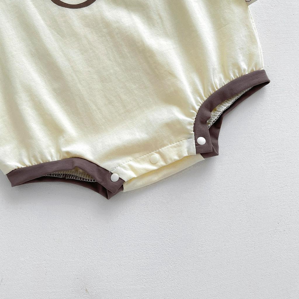 Áo Liền Quần Ngắn Tay In Chữ Chất Liệu Cotton Thời Trang Mùa Hè Dành Cho