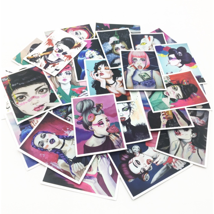 Sticker SEXY GIRL PHỐ TÀU nhựa PVC không thấm nước, dán nón bảo hiểm, laptop, điện thoại, Vali, xe