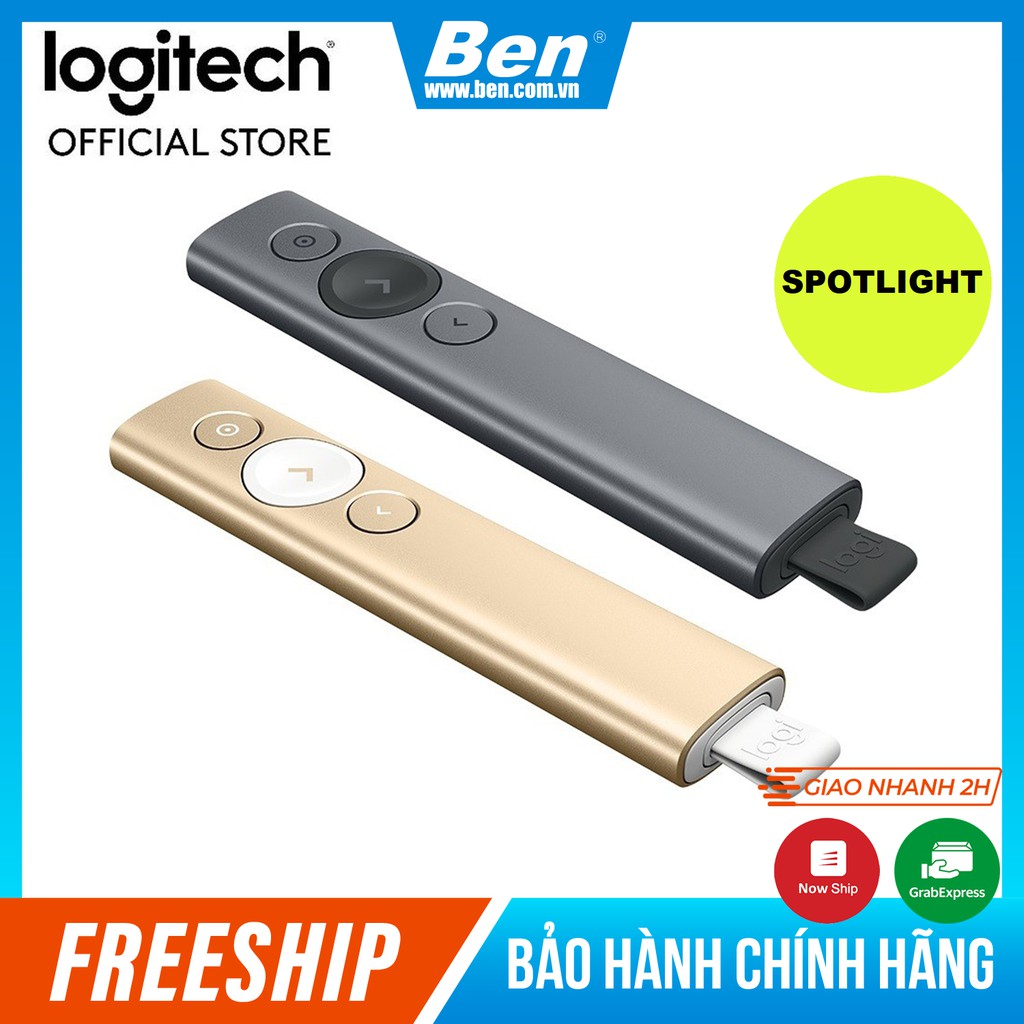 Bút trình chiếu Logitech SPOTLIGHT Wireless Presenter Đèn laze kỹ thuật số - BH 12 Tháng 1 đổi 1 Chính Hãng