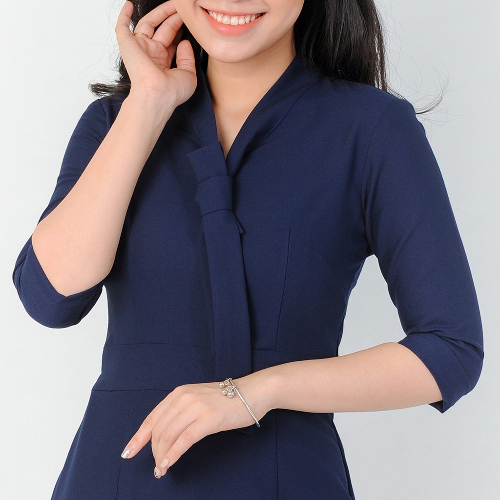 Đầm công sở nữ thiết kế thời trang Eden dạng váy ôm body cổ chữ v tay lỡ chất vải mềm mại thoáng mát co giãn tốt - D384