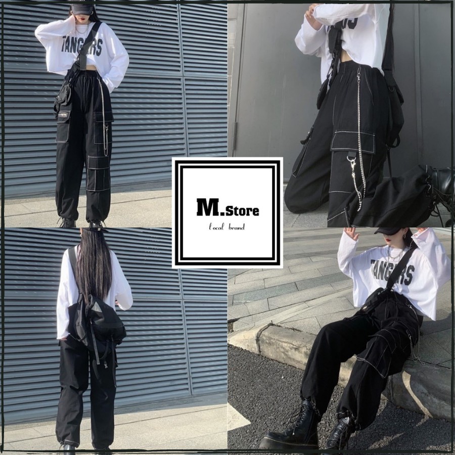 Quần Jogger Nam Nữ Giả Jean Tặng Kèm Xích Form Ống Rộng Để Xuông Hoặc Rút Dây Bo Gấu Unisex M.Store