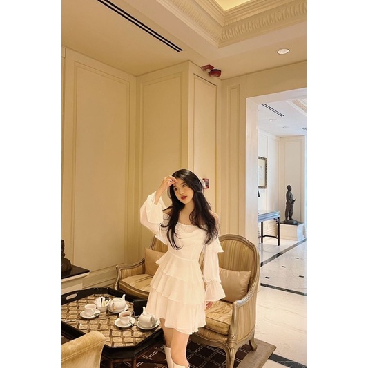 [MUA 1 TẶNG 1] [HÀNG OD 3 NGÀY] VÁY TRẮNG TẦNG BÈO SIÊU XINH DÂY CỔ SIÊU XINH TIFFANYDRESS HÌNH ẢNH ĐỘC QUYỀN | BigBuy360 - bigbuy360.vn