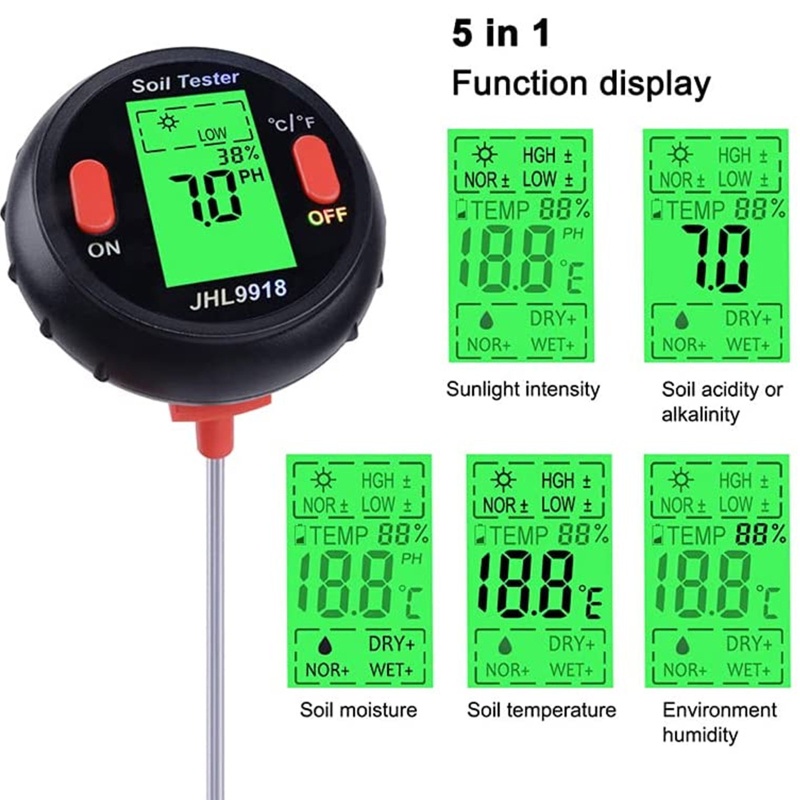 Kiss Nâng Cấp Máy Đo Độ Ẩm Đất / Nhiệt Độ Đất / Độ Ẩm / Ánh Sáng Mặt Trời / Độ Ẩm Kỹ Thuật Số 5 Trong 1 kiss