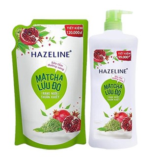 Combo bộ Chai và túi Sữa tắm sáng da Hazeline Matcha Lựu Đỏ