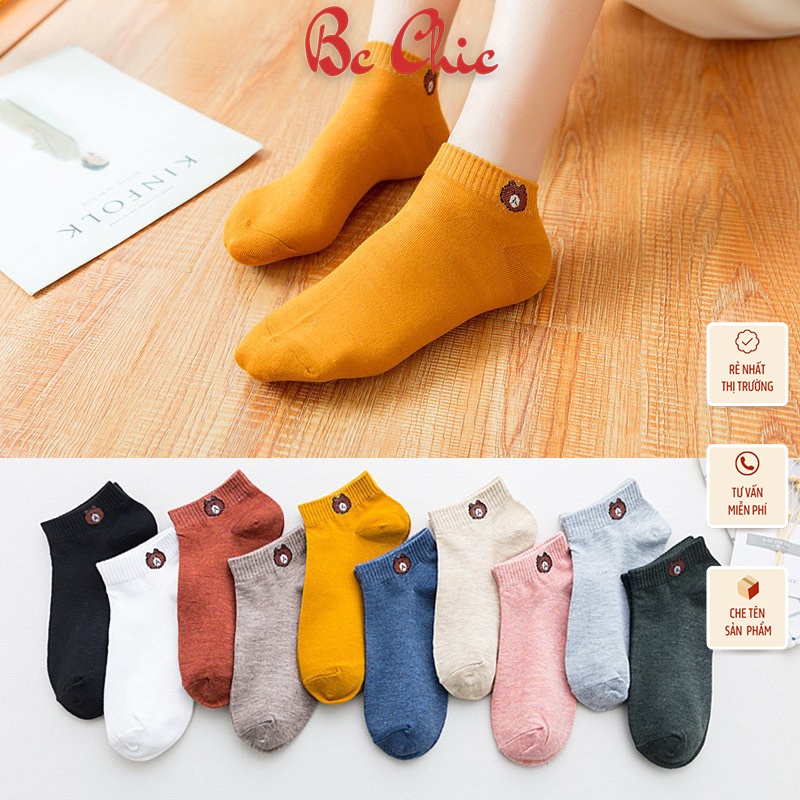 Tất Nữ , Set 10 đôi tất gấu cố ngắn đóng túi zip xịn xò mã PKT431 BC_CHIC LINGERIE