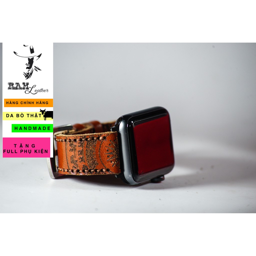 Dây Apple Watch , iWatch , iphone Watch da bò vachetta vegtan Italia Trống Đồng Việt Nam RAM Leather