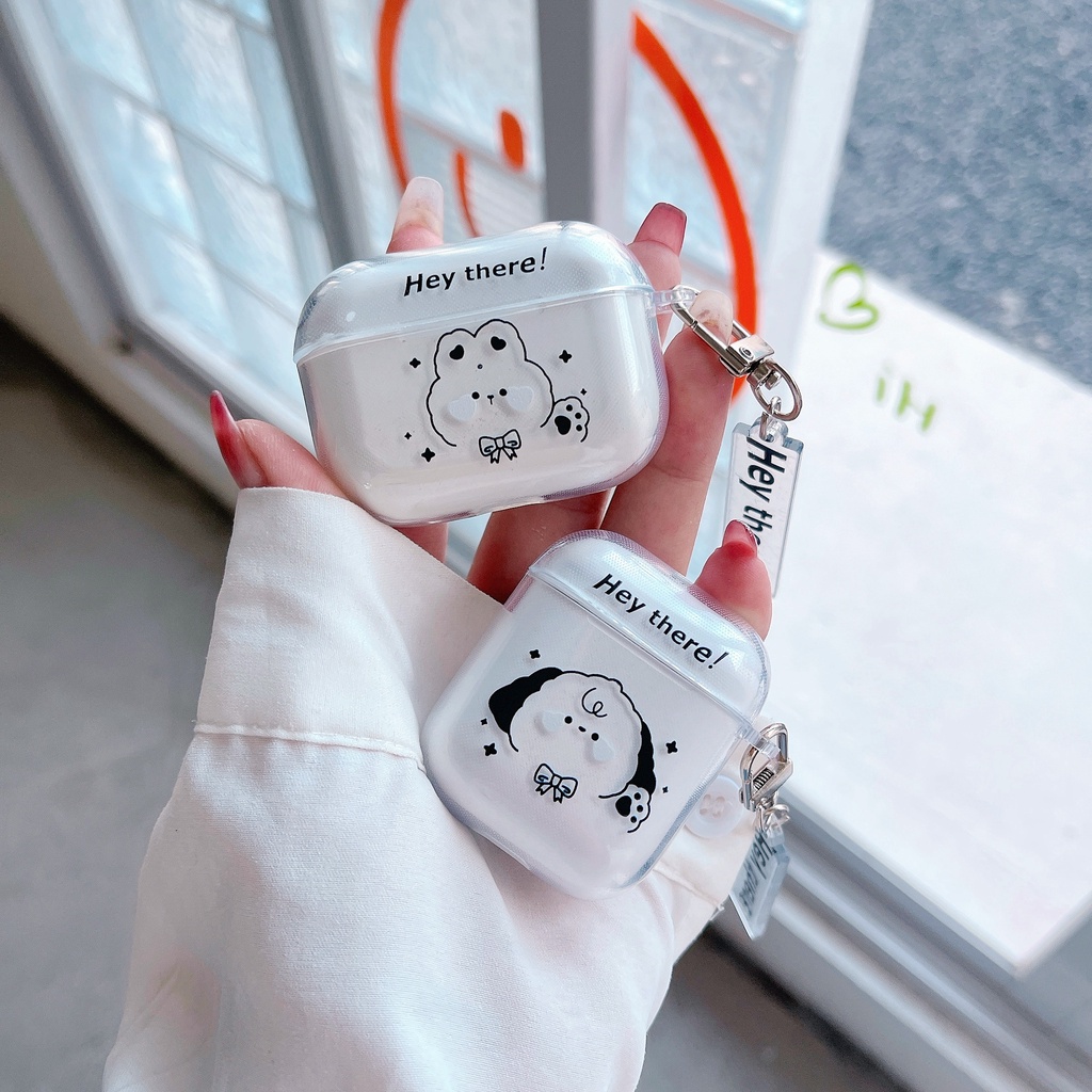 Vỏ Bảo Vệ Hộp Sạc Tai Nghe Bluetooth AirPods 1 2 pro 3 2021 gen3 Bằng Silicon TPU Mềm Trong Suốt Hình Động Vật Chống Thất Lạc